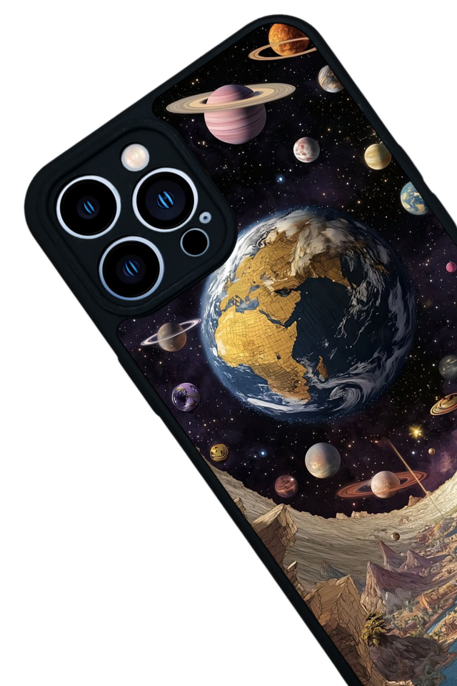 iPhone 12 Pro Max Uyumlu Uzay Tasarımlı Glossy Premium Kılıf