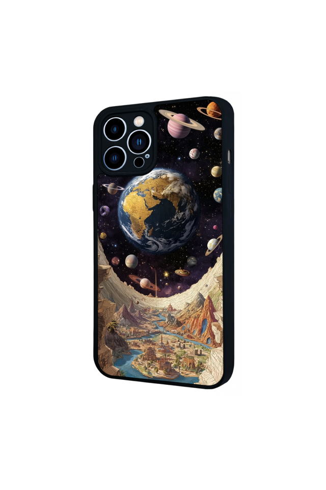 iPhone 12 Pro Max Uyumlu Uzay Tasarımlı Glossy Premium Kılıf