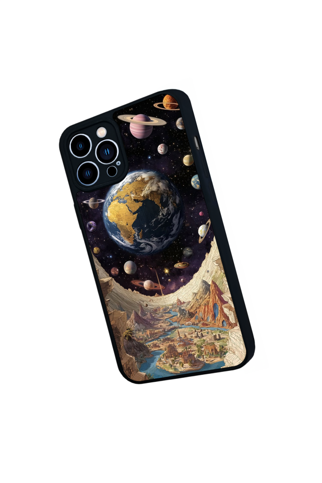 iPhone 12 Pro Max Uyumlu Uzay Tasarımlı Glossy Premium Kılıf