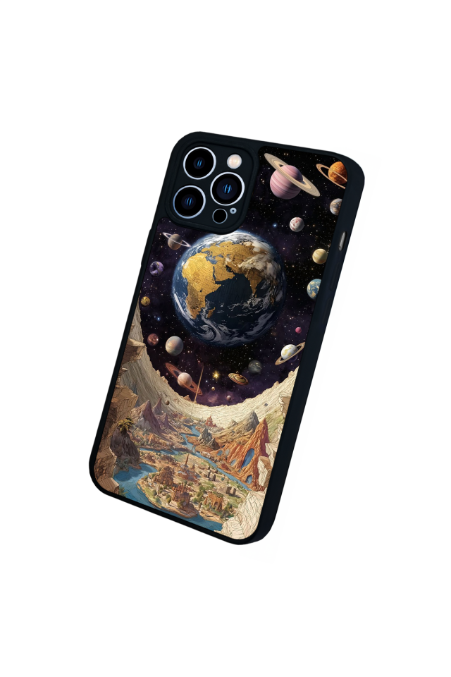 iPhone 12 Pro Max Uyumlu Uzay Tasarımlı Glossy Premium Kılıf