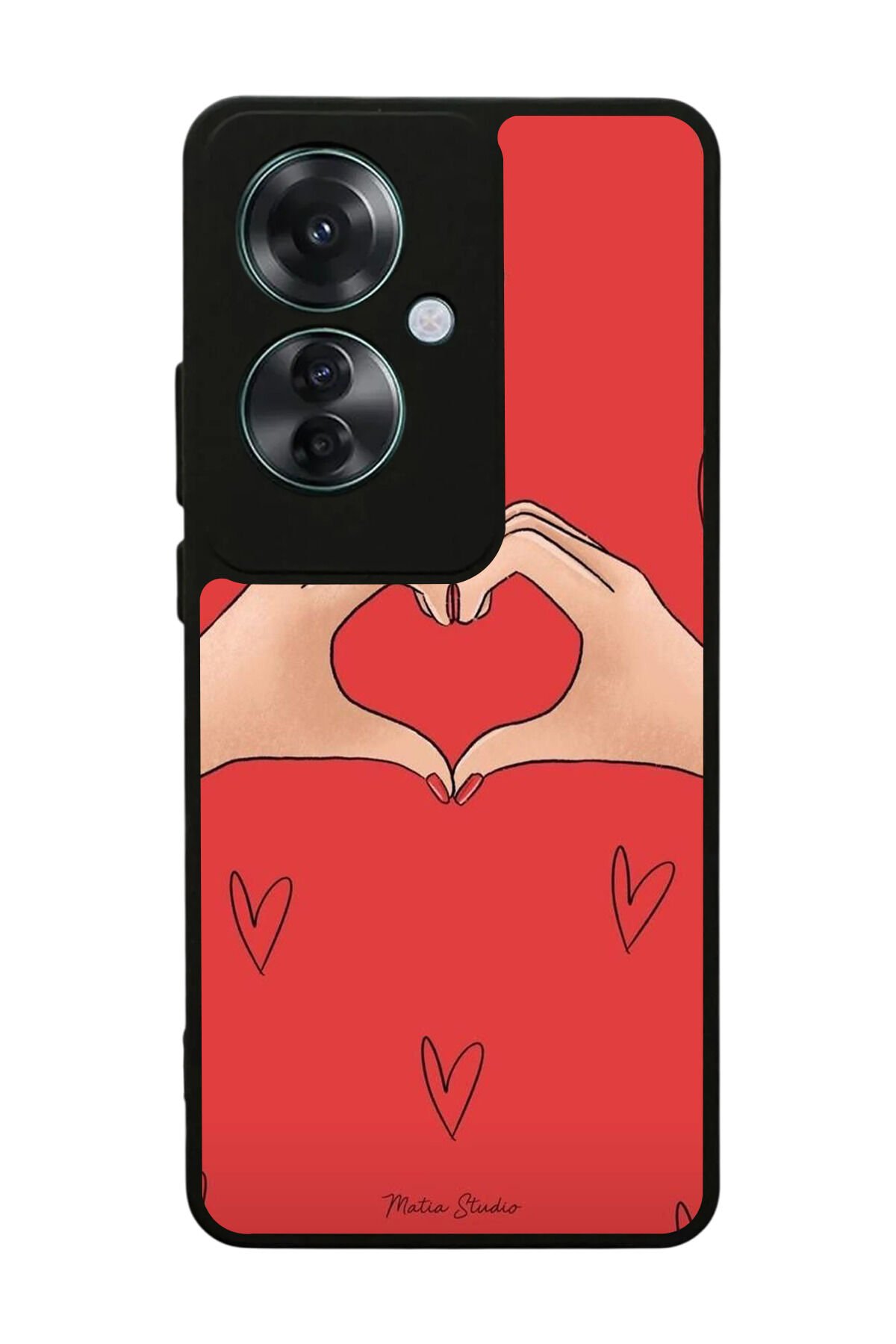 Oppo Reno 11F Uyumlu Kalp Love Tasarımlı Glossy Premium Kılıf