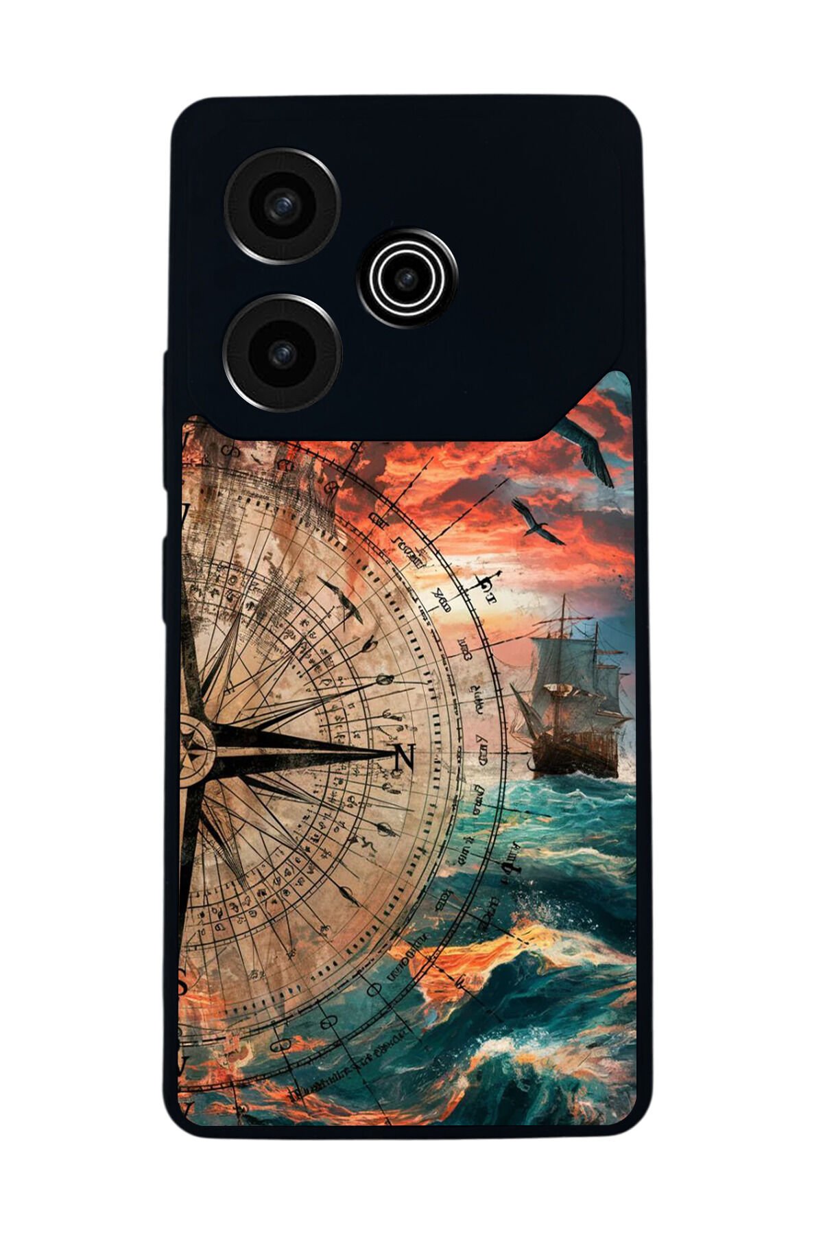 Tecno Pova 6 Uyumlu Pusula Tasarımlı Glossy Premium Kılıf