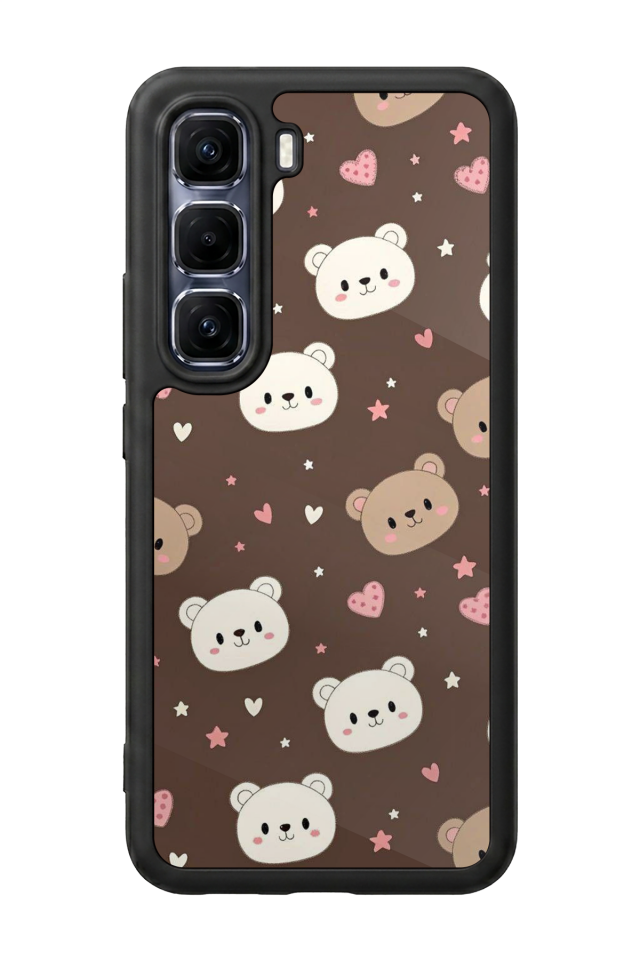 Infinix Hot 60 Pro Plus Uyumlu Ayı Tasarımlı Glossy Premium Kılıf