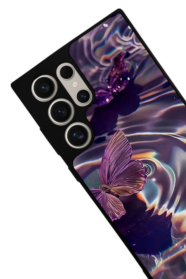 Samsung Galaxy S22 Ultra Uyumlu Kelebek Tasarımlı Glossy Premium Kılıf