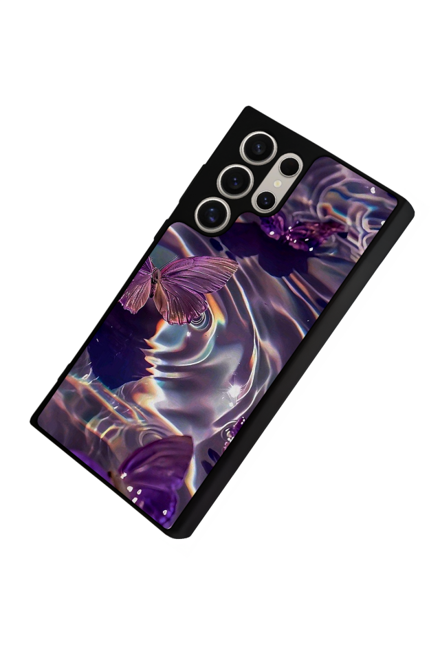 Samsung Galaxy S22 Ultra Uyumlu Kelebek Tasarımlı Glossy Premium Kılıf