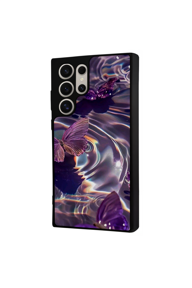 Samsung Galaxy S22 Ultra Uyumlu Kelebek Tasarımlı Glossy Premium Kılıf