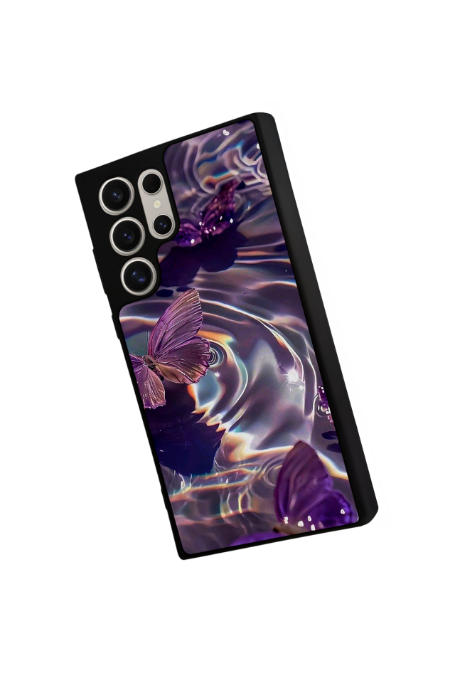 Samsung Galaxy S22 Ultra Uyumlu Kelebek Tasarımlı Glossy Premium Kılıf