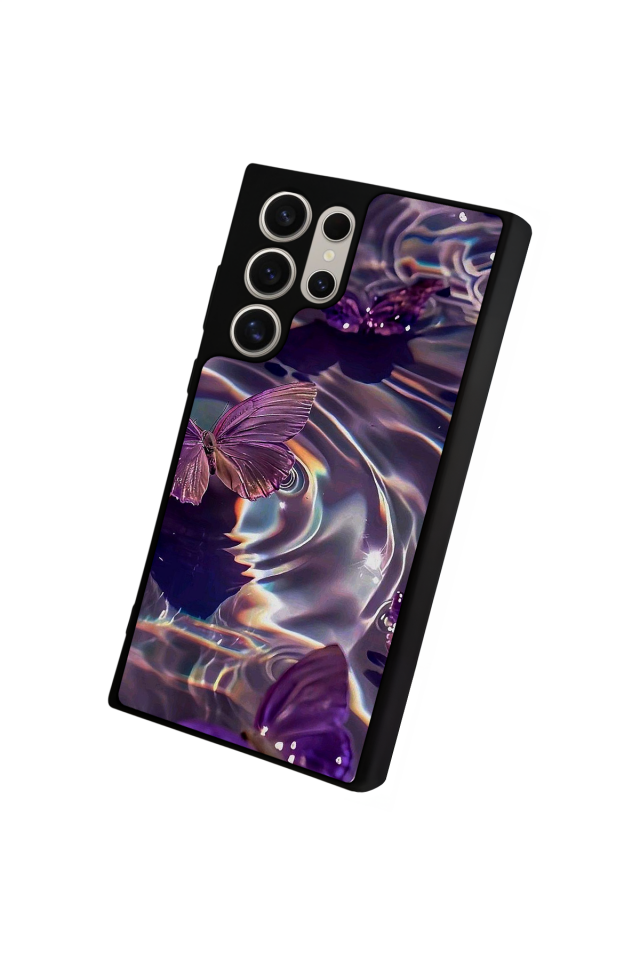 Samsung Galaxy S22 Ultra Uyumlu Kelebek Tasarımlı Glossy Premium Kılıf