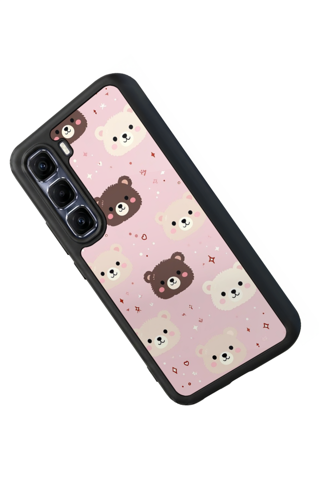 Infinix Hot 60 Pro Plus Uyumlu Ayı Tasarımlı Glossy Premium Kılıf