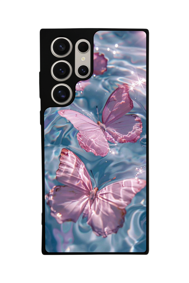 Samsung Galaxy S22 Ultra Uyumlu Kelebek Tasarımlı Glossy Premium Kılıf