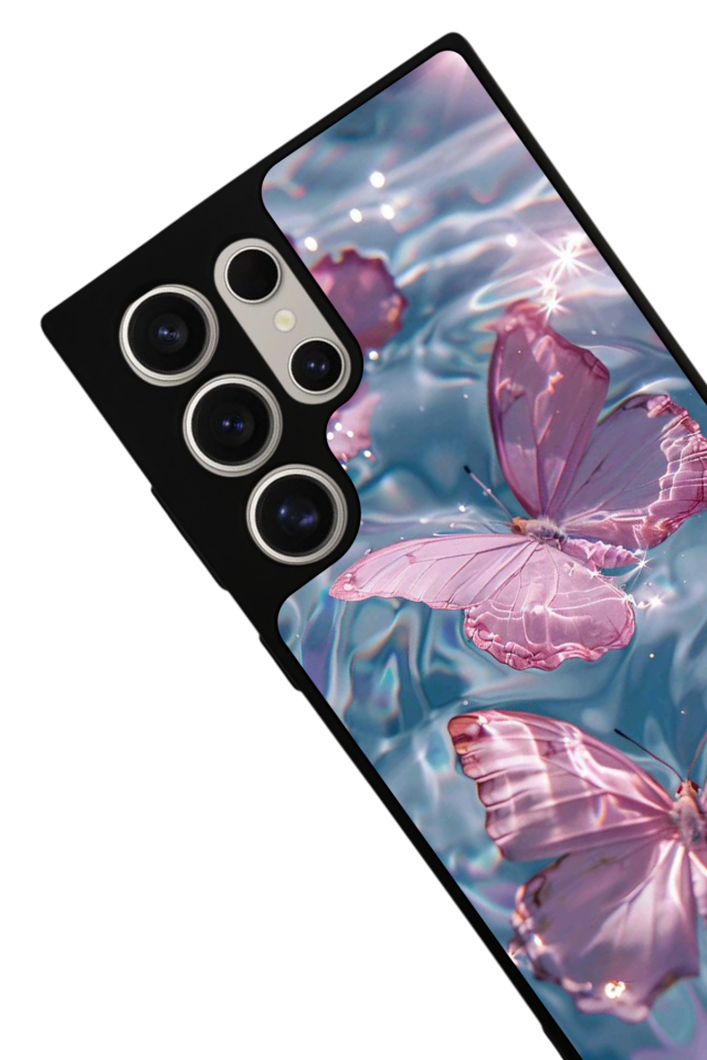 Samsung Galaxy S22 Ultra Uyumlu Kelebek Tasarımlı Glossy Premium Kılıf