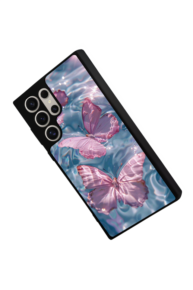 Samsung Galaxy S22 Ultra Uyumlu Kelebek Tasarımlı Glossy Premium Kılıf