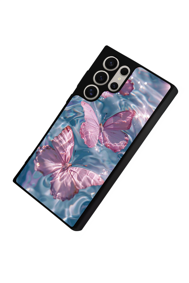 Samsung Galaxy S22 Ultra Uyumlu Kelebek Tasarımlı Glossy Premium Kılıf