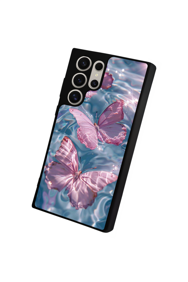 Samsung Galaxy S22 Ultra Uyumlu Kelebek Tasarımlı Glossy Premium Kılıf