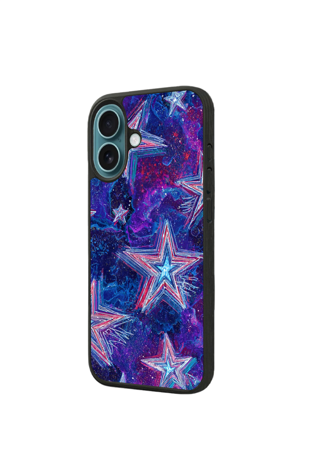 iPhone 16 Uyumlu Retro Yildizlar Tasarımlı Glossy Premium Kılıf