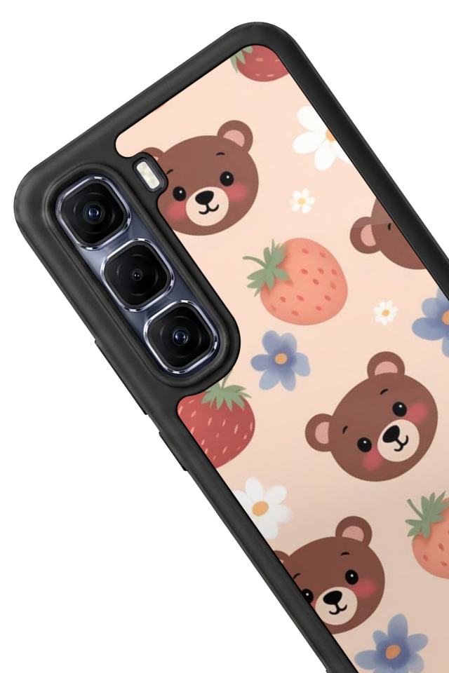 Infinix Hot 60 Pro Plus Uyumlu Ayı Tasarımlı Glossy Premium Kılıf