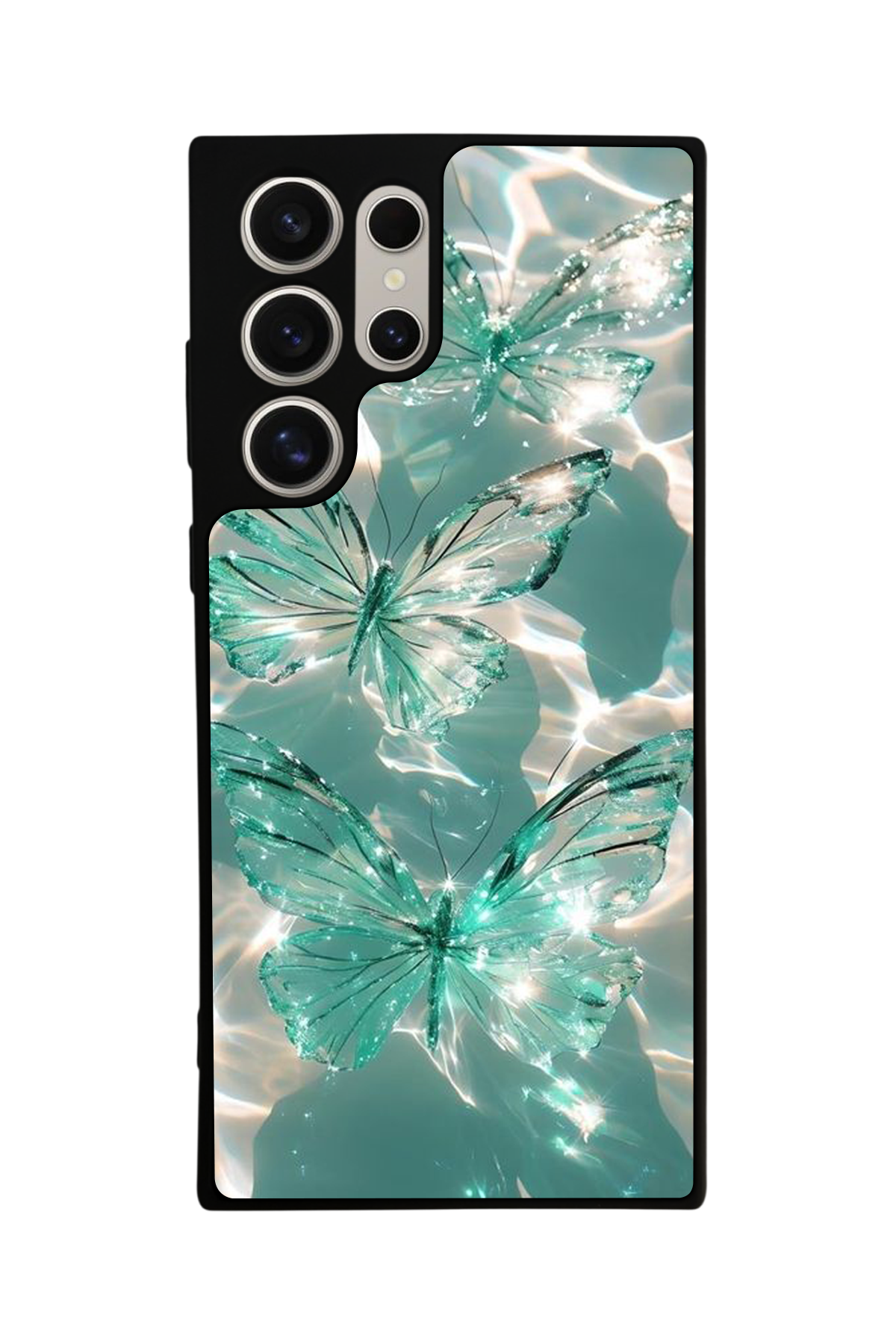 Samsung Galaxy S22 Ultra Uyumlu Kelebek Tasarımlı Glossy Premium Kılıf