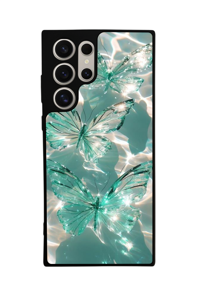 Samsung Galaxy S22 Ultra Uyumlu Kelebek Tasarımlı Glossy Premium Kılıf