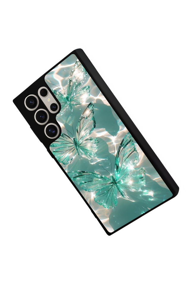 Samsung Galaxy S22 Ultra Uyumlu Kelebek Tasarımlı Glossy Premium Kılıf