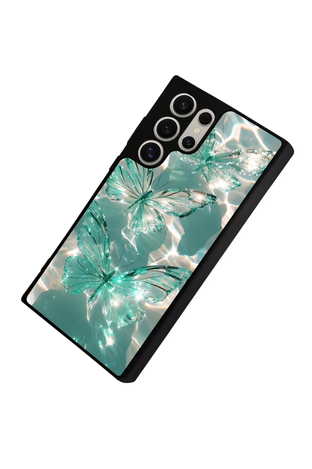 Samsung Galaxy S22 Ultra Uyumlu Kelebek Tasarımlı Glossy Premium Kılıf