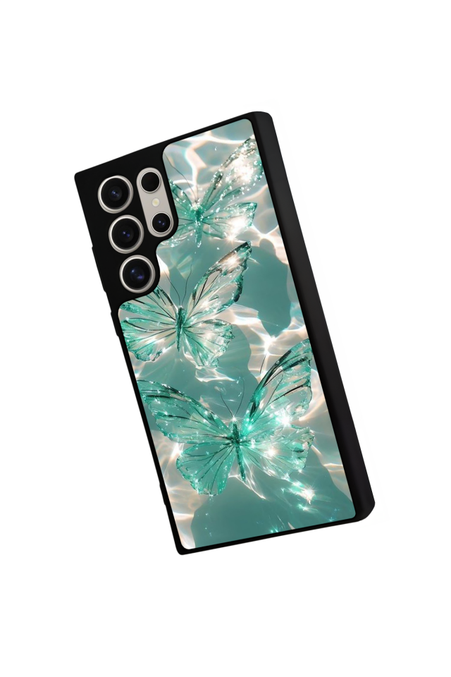 Samsung Galaxy S22 Ultra Uyumlu Kelebek Tasarımlı Glossy Premium Kılıf