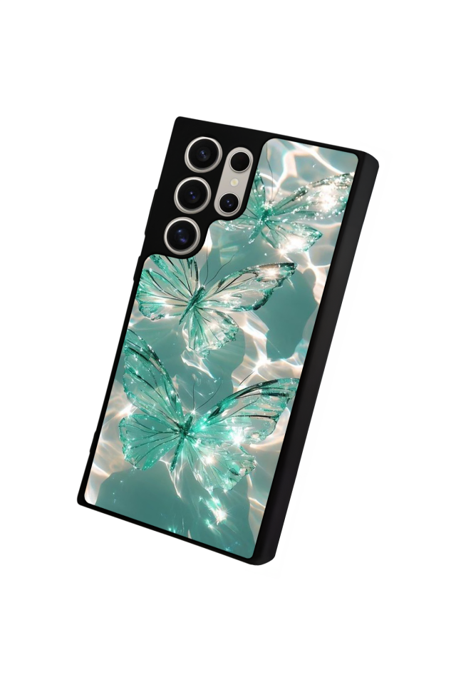 Samsung Galaxy S22 Ultra Uyumlu Kelebek Tasarımlı Glossy Premium Kılıf