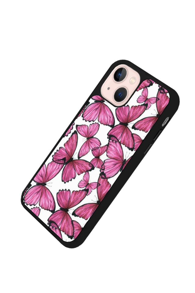 iPhone 14 Plus Uyumlu Kelebek Tasarımlı Glossy Premium Kılıf
