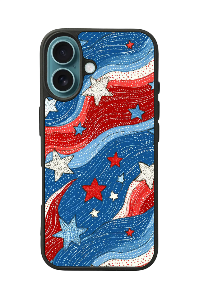 iPhone 16 Uyumlu Retro Yildizlar Tasarımlı Glossy Premium Kılıf