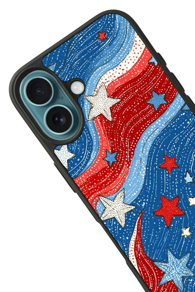 iPhone 16 Uyumlu Retro Yildizlar Tasarımlı Glossy Premium Kılıf