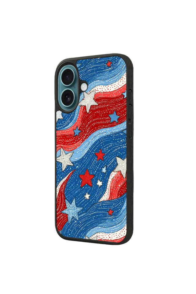 iPhone 16 Uyumlu Retro Yildizlar Tasarımlı Glossy Premium Kılıf