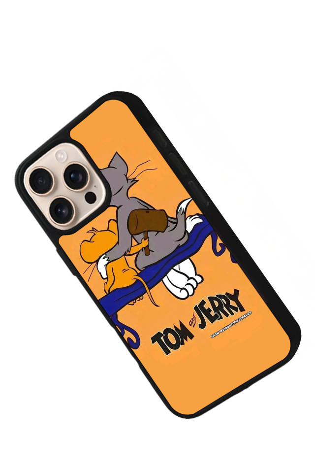 iPhone 14 Pro Uyumlu Tom And Jerry Tasarımlı Glossy Premium Kılıf