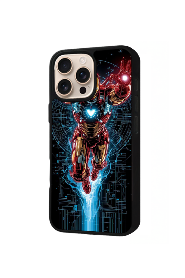 iPhone 16 Pro Uyumlu Iron Man ( Demir Adam ) Tasarımlı Glossy Premium Kılıf