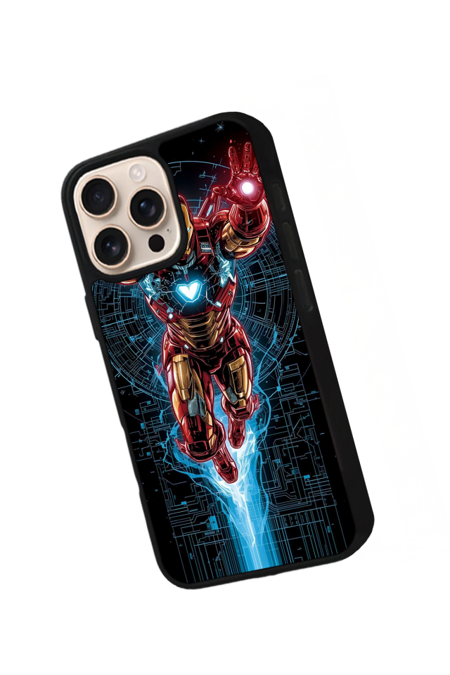 iPhone 16 Pro Uyumlu Iron Man ( Demir Adam ) Tasarımlı Glossy Premium Kılıf