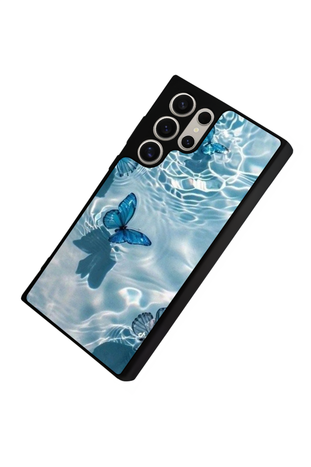 Samsung Galaxy S22 Ultra Uyumlu Kelebek Tasarımlı Glossy Premium Kılıf