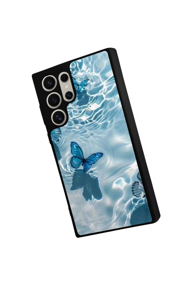 Samsung Galaxy S22 Ultra Uyumlu Kelebek Tasarımlı Glossy Premium Kılıf