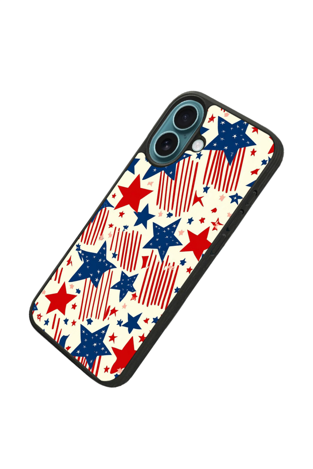 iPhone 16 Uyumlu Retro Yildizlar Tasarımlı Glossy Premium Kılıf