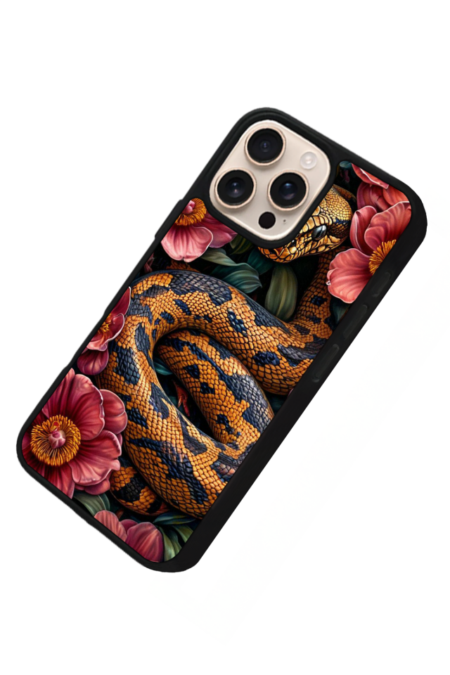 iPhone 16 Pro Uyumlu Yılan Tasarımlı Glossy Premium Kılıf