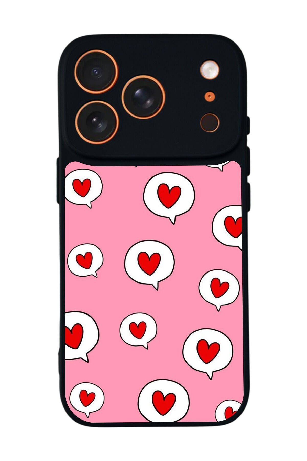 iPhone 17 Pro Max Uyumlu Kalp Love Tasarımlı Glossy Premium Kılıf