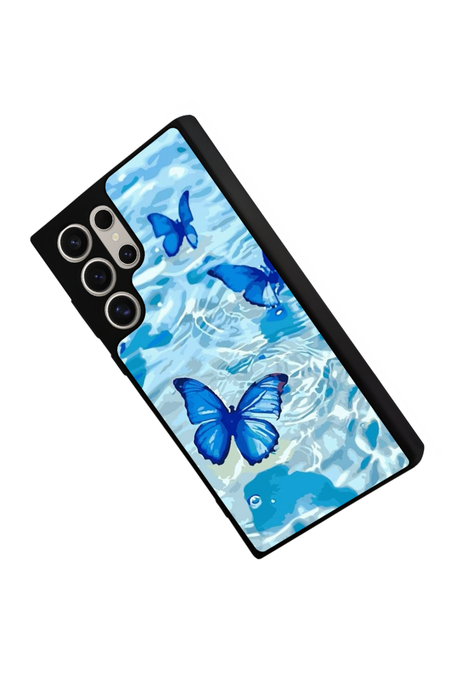 Samsung Galaxy S22 Ultra Uyumlu Kelebek Tasarımlı Glossy Premium Kılıf