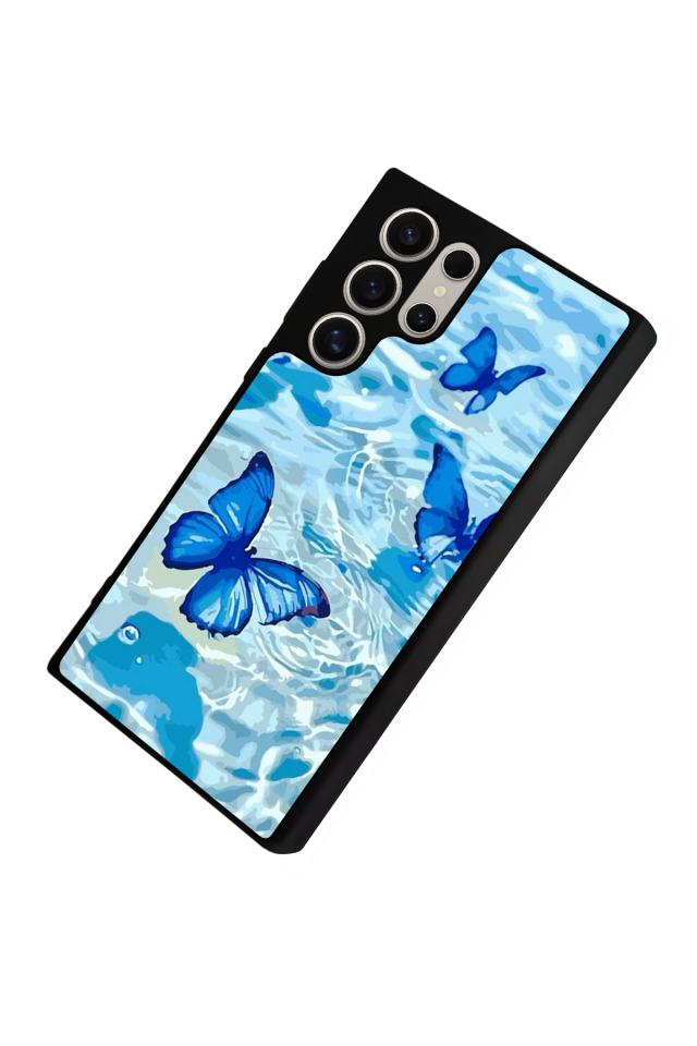 Samsung Galaxy S22 Ultra Uyumlu Kelebek Tasarımlı Glossy Premium Kılıf