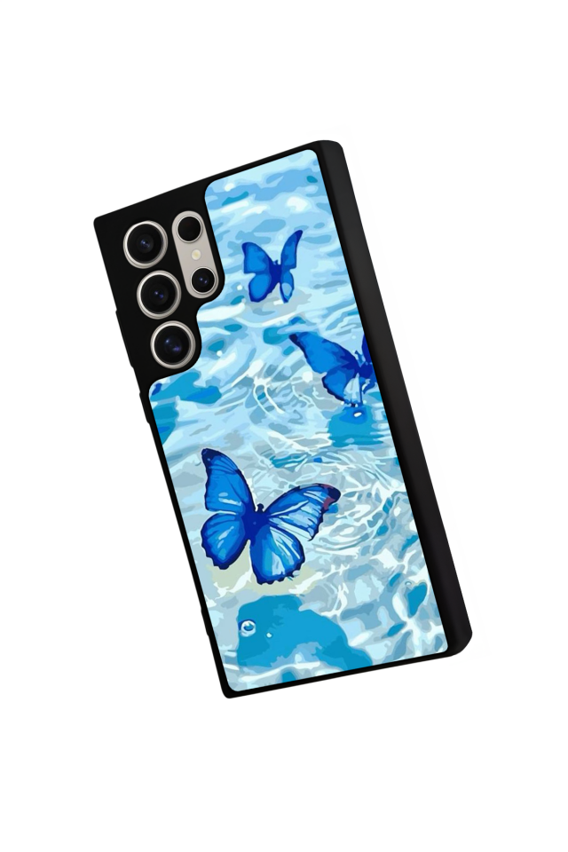 Samsung Galaxy S22 Ultra Uyumlu Kelebek Tasarımlı Glossy Premium Kılıf