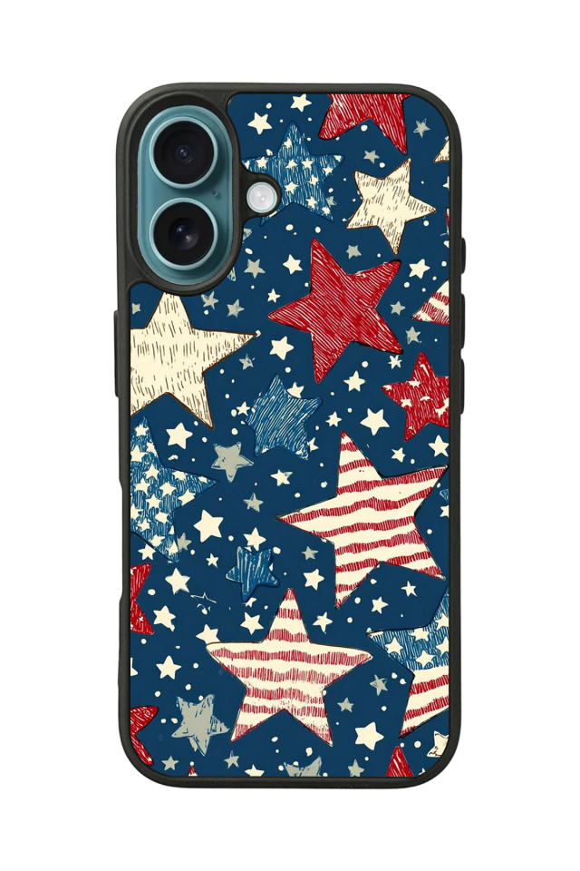 iPhone 16 Uyumlu Retro Yildizlar Tasarımlı Glossy Premium Kılıf