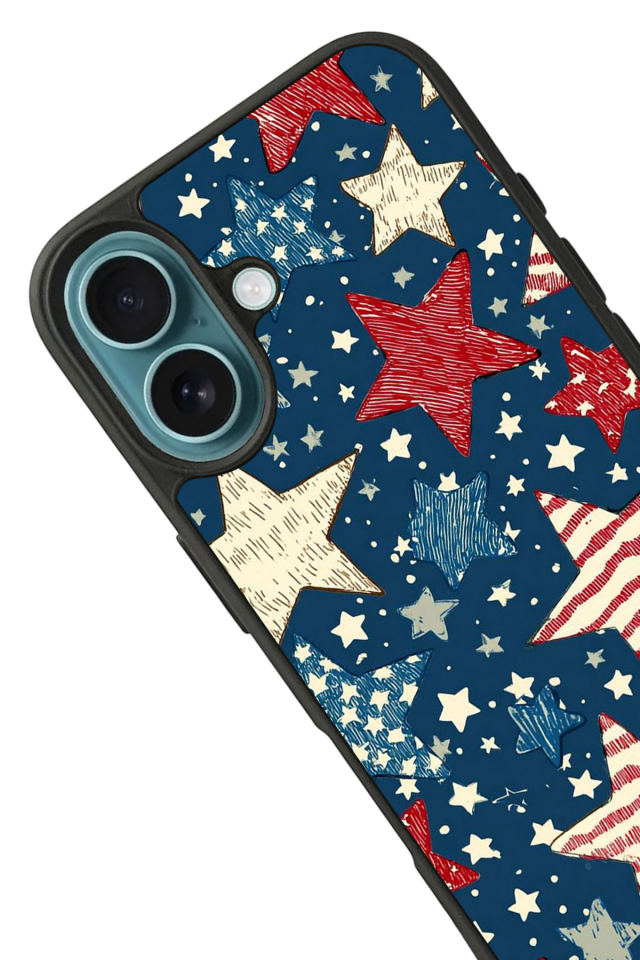 iPhone 16 Uyumlu Retro Yildizlar Tasarımlı Glossy Premium Kılıf