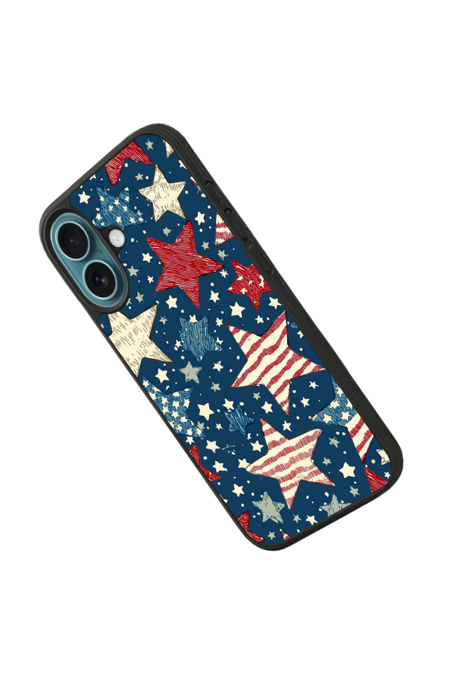 iPhone 16 Uyumlu Retro Yildizlar Tasarımlı Glossy Premium Kılıf