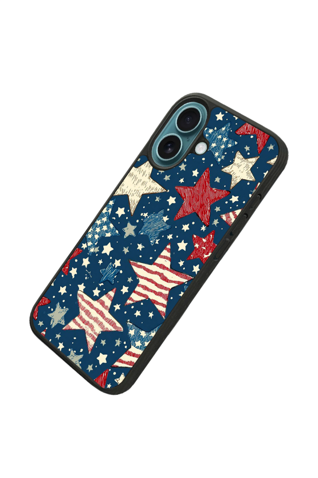 iPhone 16 Uyumlu Retro Yildizlar Tasarımlı Glossy Premium Kılıf