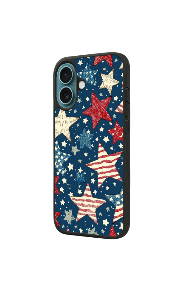 iPhone 16 Uyumlu Retro Yildizlar Tasarımlı Glossy Premium Kılıf