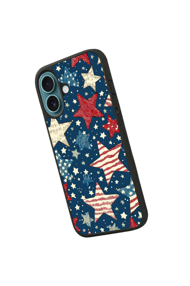 iPhone 16 Uyumlu Retro Yildizlar Tasarımlı Glossy Premium Kılıf