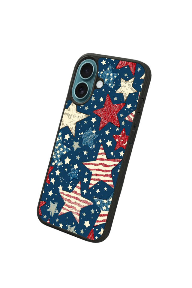 iPhone 16 Uyumlu Retro Yildizlar Tasarımlı Glossy Premium Kılıf