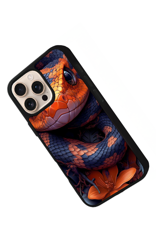 iPhone 16 Pro Uyumlu Yılan Tasarımlı Glossy Premium Kılıf