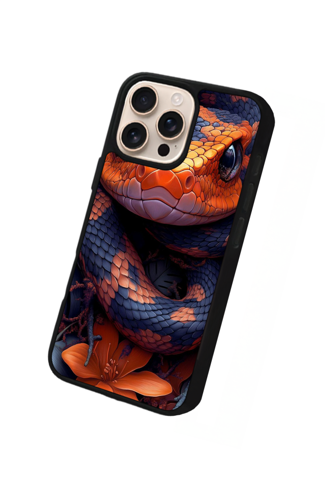 iPhone 16 Pro Uyumlu Yılan Tasarımlı Glossy Premium Kılıf